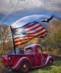 America Flag Car - Trucks Paint By Number