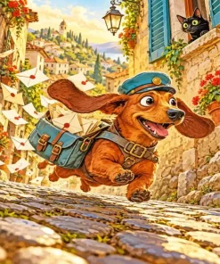 A Dachshund and a Storm of Letters Paint By Numbers
