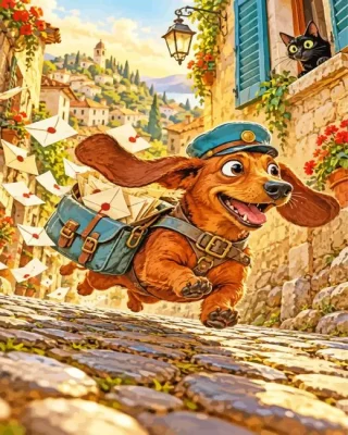A Dachshund and a Storm of Letters Paint By Numbers 