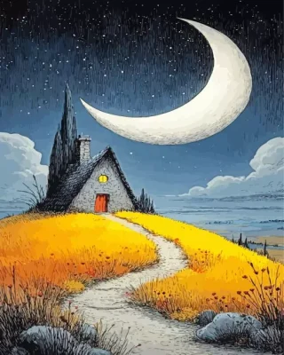 Cottage And Crescent Paint By Numbers