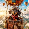 Dachshund Piloting A Hot Air Balloon Paint By Numbers