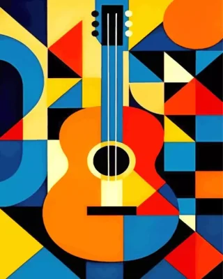 Geometrical Pop Art Guitar Paint By Numbers 