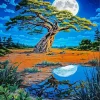 Tree And Full Moon Paint By Numbers