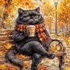 Black Cat Autumn Paint By Numbers
