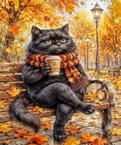 Black Cat Autumn Paint By Numbers