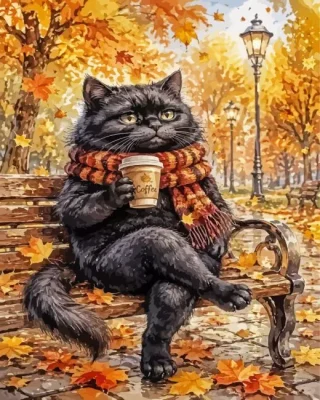 Black Cat Autumn Paint By Numbers