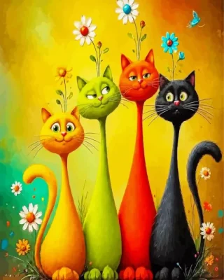 Colorful Cats Paint By Numbers