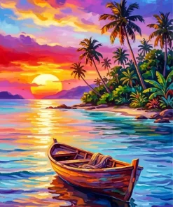 Colorful Tropical Sunset Paint By Numbers