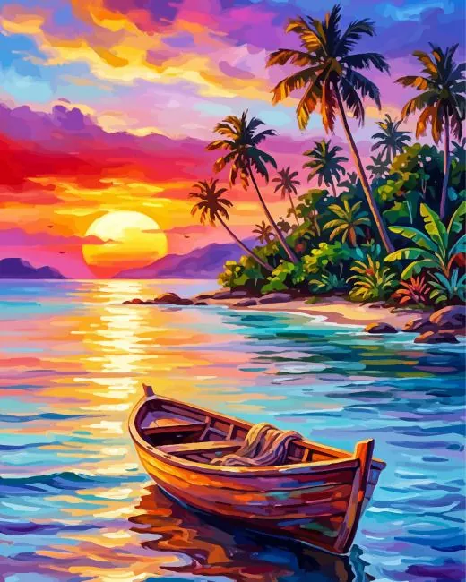 colorful tropical sunset paint by number Colorful Tropical Sunset Paint By Numbers