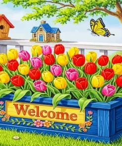 Colorful Tulips Flowers Paint By Numbers