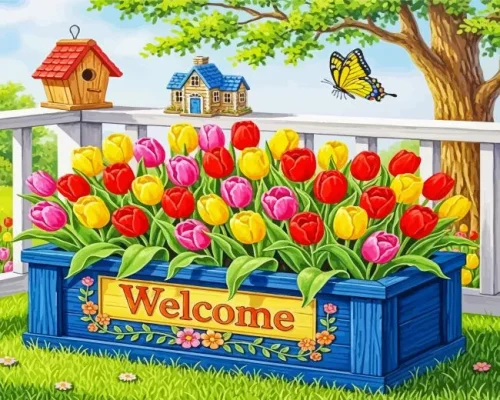 Colorful Tulips Flowers Paint By Numbers 