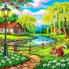 Cottage And River With Ducks Paint By Numbers