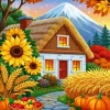 Cottage And Sunflowers Paint By Numbers