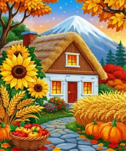 Cottage And Sunflowers Paint By Numbers