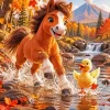 Cute Pony And Duckling Paint By Numbers