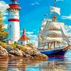 Red And White Lighthouse Paint By Numbers