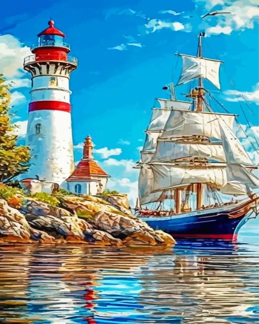 red and white lighthouse paint by number Red And White Lighthouse Paint By Numbers
