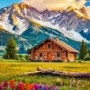 Rustic Wooden Log Cabin Paint By Numbers