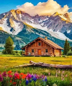 Rustic Wooden Log Cabin Paint By Numbers