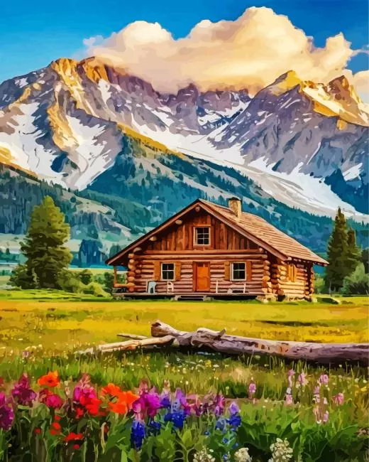 rustic wooden log cabin paint by numbers Rustic Wooden Log Cabin Paint By Numbers