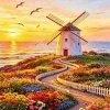 Sunset Windmill Paint By Numbers
