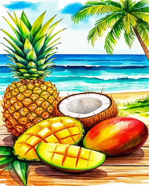 tropical fruits paint by number Tropical Fruits Paint By Numbers