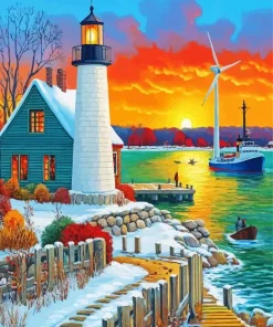 White Lighthouse Paint By Numbers