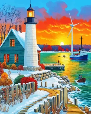 White Lighthouse Paint By Numbers 