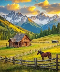 Wooden Log Cabin Paint By Numbers