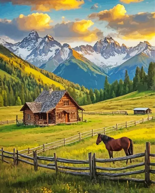 wooden log cabin paint by number Wooden Log Cabin Paint By Numbers